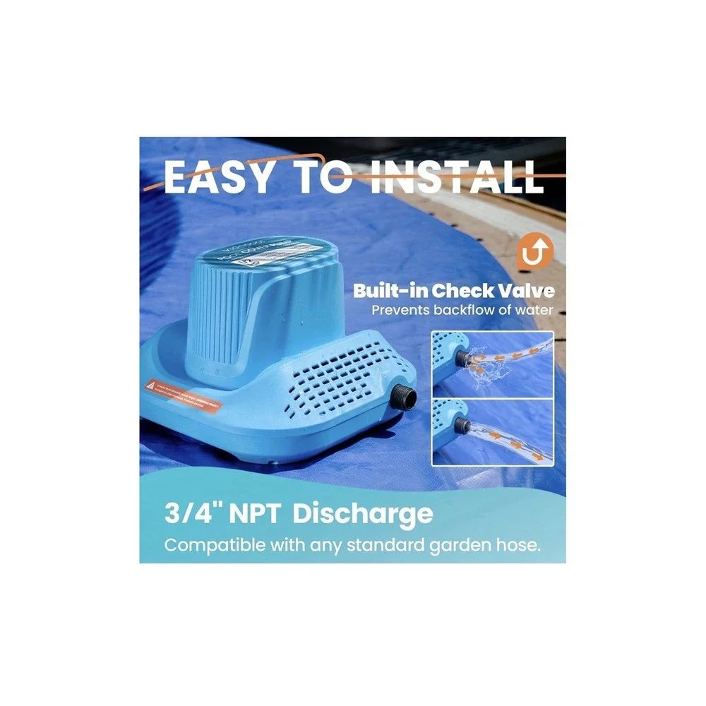 12N34/. 1/2 HP Pool Cover Pump Automatic On Off, Submersible Sump Pump